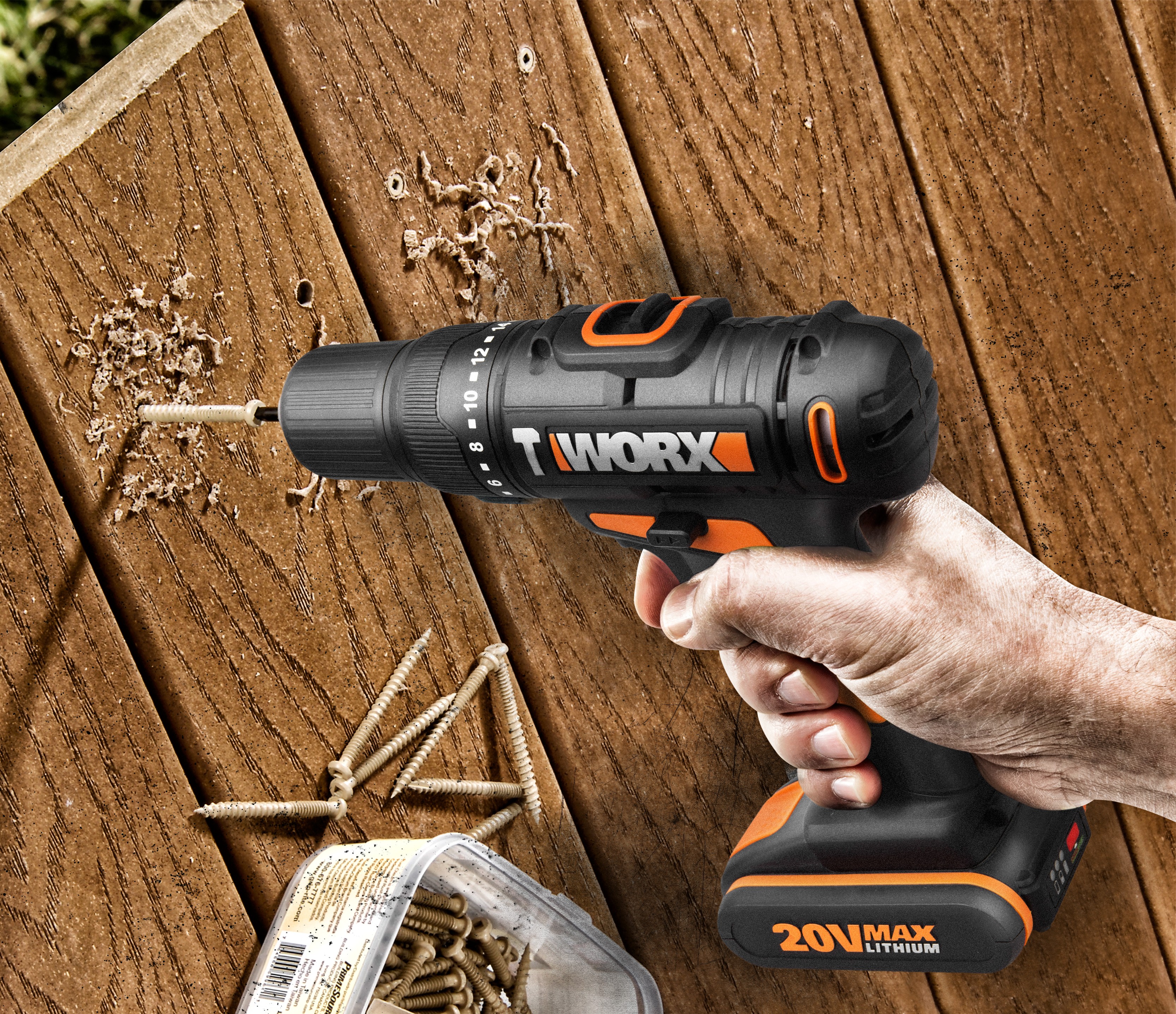 Worx WX371.1 - Taladro percutor 20V 2.0Ah (2 bat)